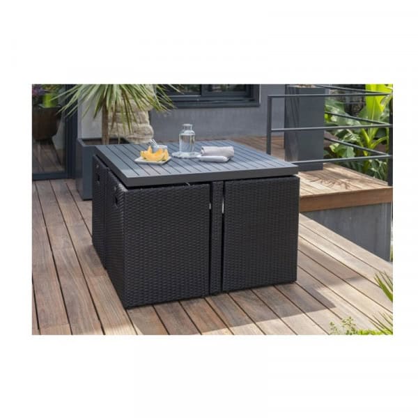 Ensemble de jardin encastrable 4 places plateau en aluminium