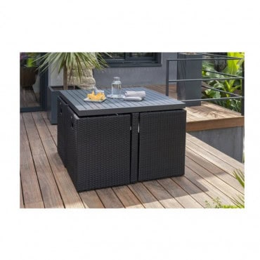 Ensemble de jardin encastrable 4 places plateau en aluminium