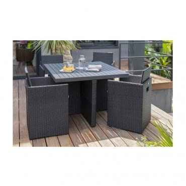 Ensemble de jardin encastrable 4 places plateau en aluminium