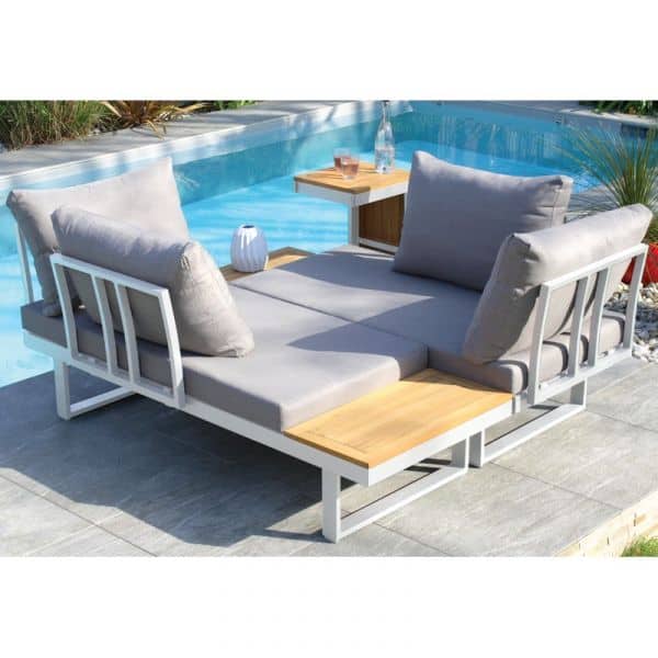 Salon de jardin Tokyo aluminium et bois d'acacia