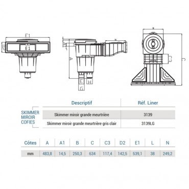 Skimmer Hayward miroir grande meurtrière schéma