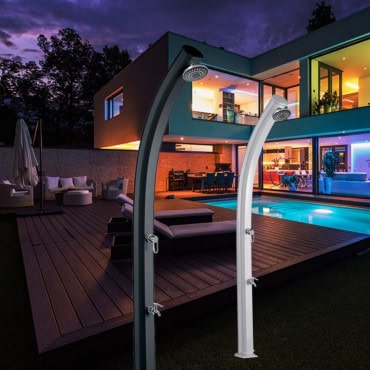 Douche solaire Jolly courbée 33 L en aluminium avec rince pieds