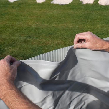 Kit piscine hors sol acier ronde Groenlandia aspect bois blanc