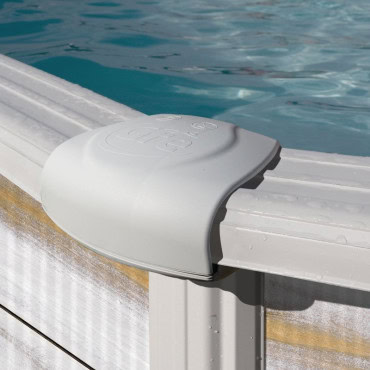 Kit piscine hors sol acier ronde Groenlandia aspect bois blanc