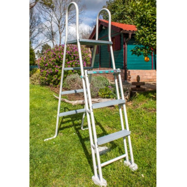 Kit piscine hors sol acier ronde Groenlandia aspect bois blanc