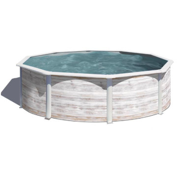 Kit piscine hors sol acier ronde Finlandia aspect bois blanc