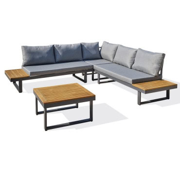 Salon de jardin Miyako 5 personnes gris