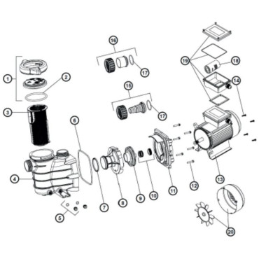 Eclaté de pompe Powerline, Power Flo II, Kripsol SII