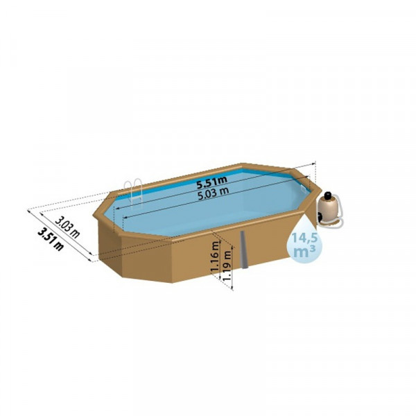 Piscine Sunbay Cannelle 2 5,35 x 3,35 x 1,17 m