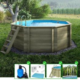 Piscine bois octogonale Coral 3,25 x 1,18 m 2