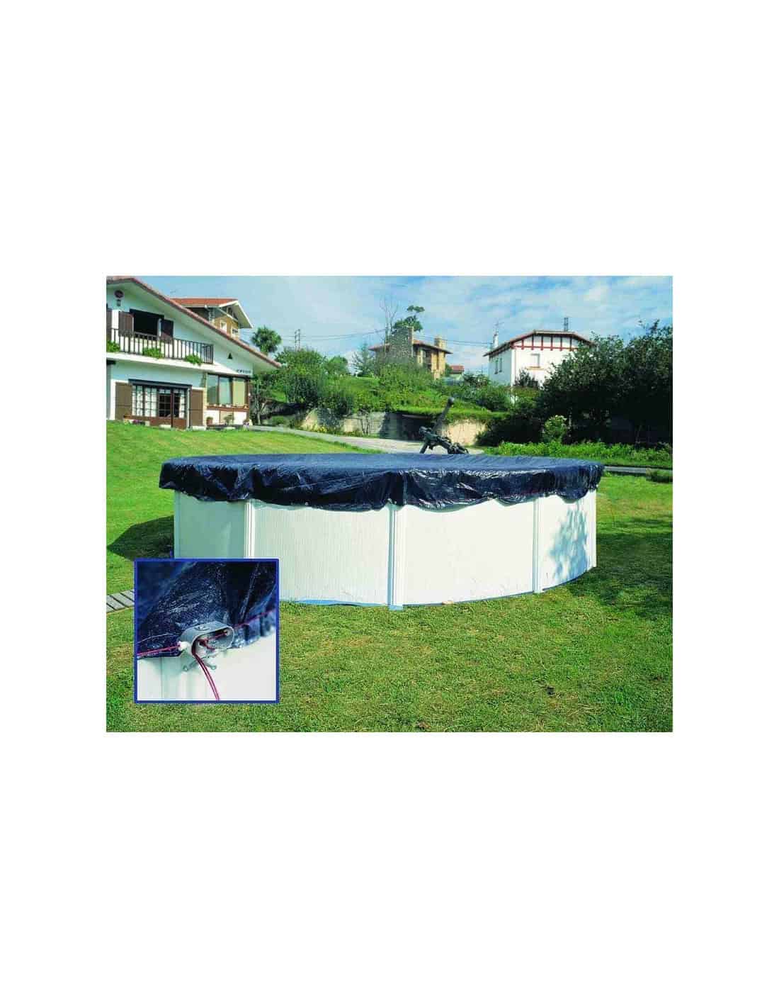 Couverture d'hiver pour piscine hors-sol ronde 5.50 m coloris noir