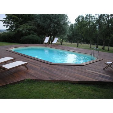 Piscine Océa 610 x 400 x 130 cm liner bleu