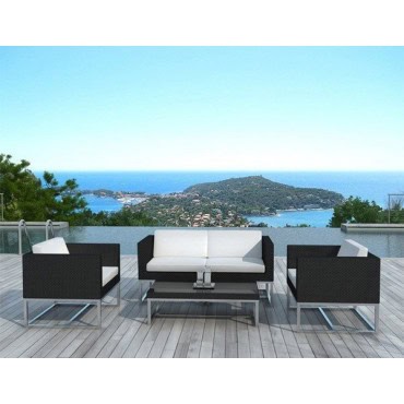 Salon de jardin résine tressée et aluminium