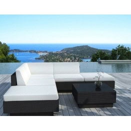 Salon de jardin en résine tressée 4/5 places-1