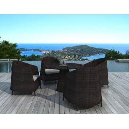 Ensemble de jardin table et chaises chocolat - 1