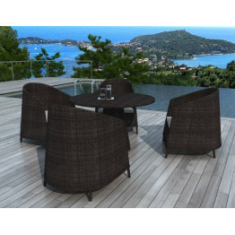 Ensemble de jardin table et chaises chocolat - 1 2