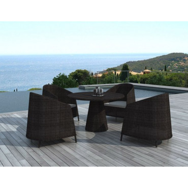 Ensemble de jardin table et chaises chocolat - 3