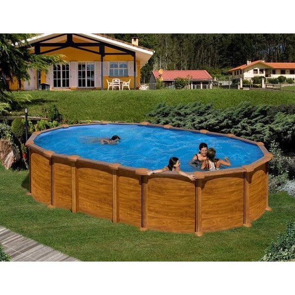 piscine acier aspect bois