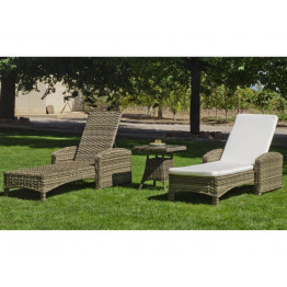 Set 2 Bains de soleil Borsalino en résine tressée avec table basse