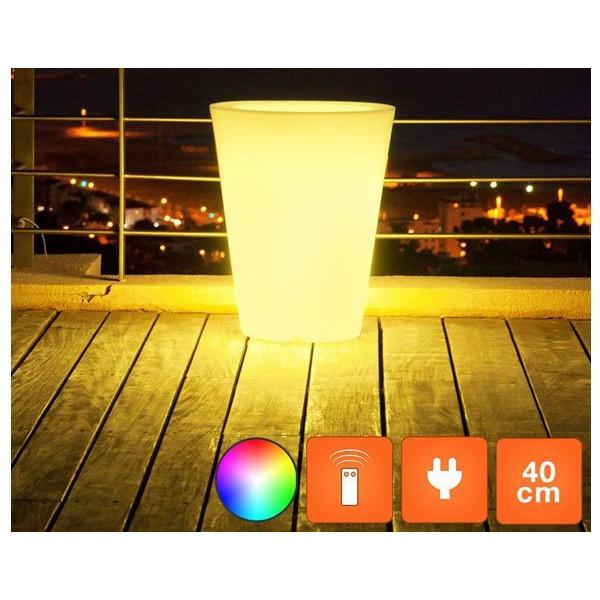 Vase lumineux conique LED multicolore sur secteur - h40