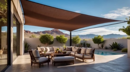 Voile d'ombrage abord piscine