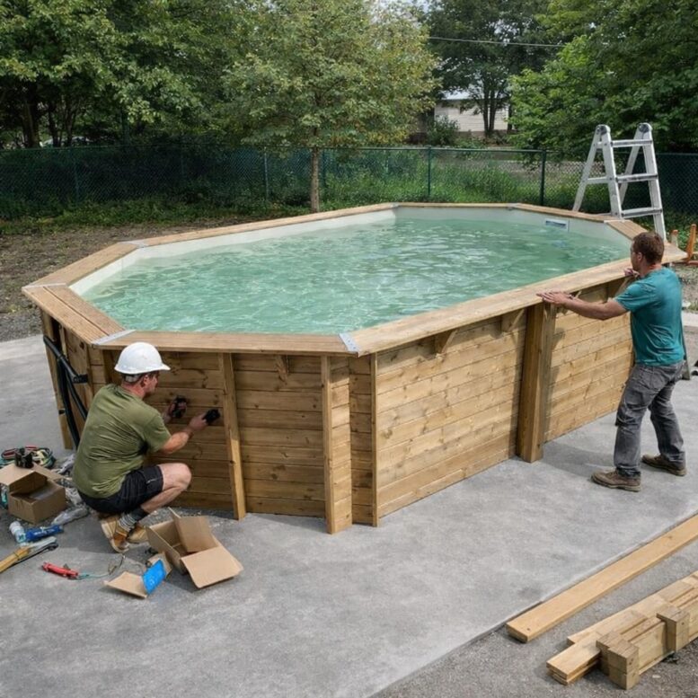 Montage et installation piscine en bois