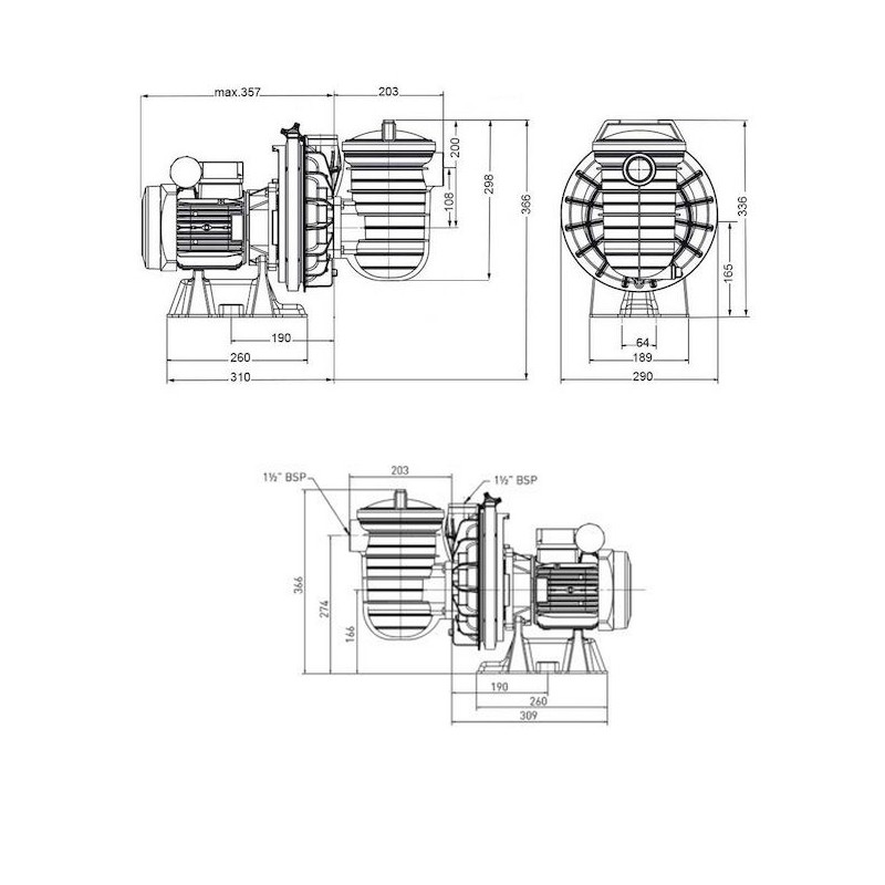 Dimensions pompe piscine La Starite HD